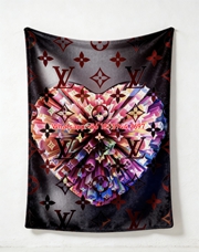 LV Heart Art Flannel Blanket LV Rainbow Heart Throw IMG_3282
